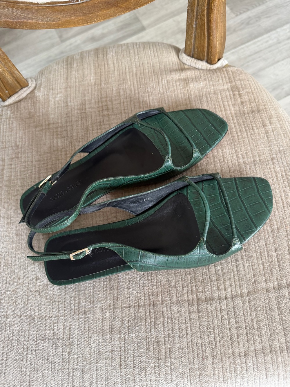 Rachel Comey Green Croc-Embossed Slingback Sandals (veluza)